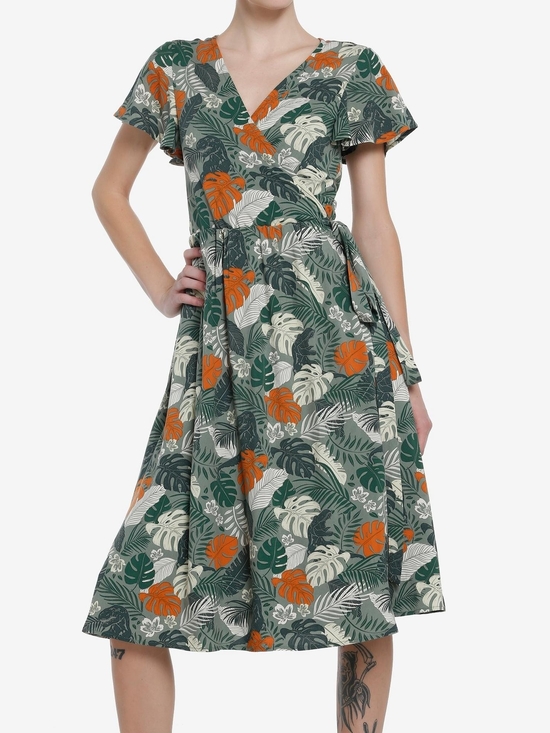 Her Universe Dresses & Skirts - Her Universe Jurassic Park Tropical Wrap Dress with Pockets